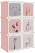 vidaXL Dulap de depozitare cub pentru copii, 6 cuburi, roz, PP