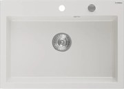 Mexen Elix chiuvetă granitică cu 1 compartiment 700 x 500 mm, albă, sifon crom - 6526701005-20