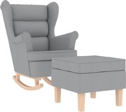 vidaXL Scaun balansoar cu taburet, gri deschis, textil