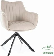 Scaun living rotativ AZALIA, bej deschis/negru, stofa catifelata/metal