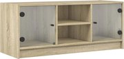 vidaXL Comodă TV cu uși din sticlă, stejar sonoma, 102x37x42 cm