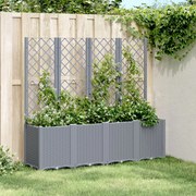 vidaXL Jardinieră de grădină cu spalier, albastru gri, 160x40x140 cm, PP