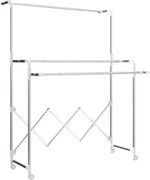 HOMCOM Uscător de Rufe Pliabil cu 3 Bare Reglabile, Uscător Vertical cu Roți Pivotante și Cadru din Oțel Inox, Uscător pentru Acasă și Spălătorie, Argintiu | Aosom Romania