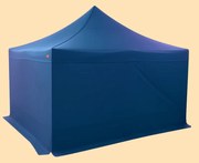 Cort pliabil tip foarfecă 4x4m – oțel, Albastru, 4 pereţi laterali