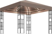 vidaXL Pavilion cu șiruri de lumini LED, gri taupe, 3x3 m
