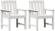 vidaXL Scaun de dining pentru grădină. 2 pcs Alb 65,5 x 59 x 88 cm