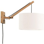 Aplica cu brat directionabil din bambus si abajur din tesatura in, Andes natur/ alb