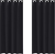 vidaXL Perdele Opaque cu Inel 2 pcs Negru 225 x 140 cm Poliester