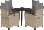 vidaXL Set mobilier pentru grădină, 5 piese, cu perne, bej, poliratan