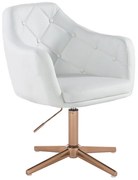 HR831CROSS Scaun Piele Ecologica Alb cu Bază Aurie