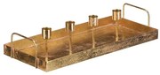Sfeșnic metalic pentru 4 lumânări conice,dreptunghiular, auriu, 36 x 16 x 7 cm