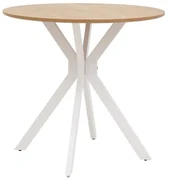 Masa Bucatarie/Dining Yammos MDF Stejar Diamentru 80 Cm Picioare Albe