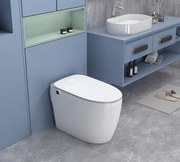 Smart WC 808 – Vas de Toaletă Inteligent cu Bideu, Sterilizare UV, Deschidere/Închidere automată, Senzor picior, Control inteligent al Temperaturii, Uscare aer cald, Iluminare de noapte, Afișaj LED, Telecomandă, Ceramică, Alb