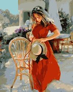 Pictura pe numere cu un cadru "Femeie cu pălărie" 50x40 cm