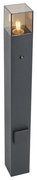 Stâlp de iluminat exterior modern negru cu sticlă fumurie 70 cm cu senzor de crepuscul IP44 - Denmark