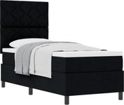 vidaXL Pat cu arcuri cu saltea cu headboard Negru 80 x 200 cm țesătură