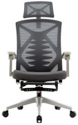 Scaun ergonomic SIHOO, cu suport lombar cu chilă bionică 3D, suport pentru picioare, tetiera, cotiera, reglabile, mecanism inclinare/blocare 142 grade, umeras, pivotant, Mesh/Textil, Gri