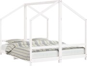 vidaXL Cadru de pat pentru copii, alb, 2x(80x200)cm, lemn masiv de pin