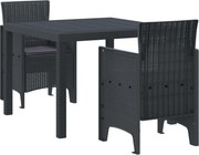 vidaXL Set de masă pentru grădină 3 pcs Antracit Polipropilenă