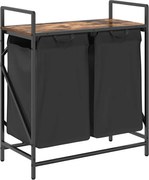 vidaXL Coș de rufe 2 compartimente cu raft stejar fumuriu