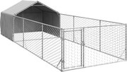 vidaXL Canisa de exterior cu alergare 6x2x1,5 m otel galvanizat