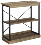 HOMCOM Raft Bibliotecă Stil Industrial, Panouri MDF și Cadru Metalic, 80x36x81.3cm, Maro | Aosom Romania