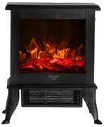 Semineu electric compact Adler AD7754, 1800W, sticla securizata, ceramica, efect flacara 3D, 2 trepte