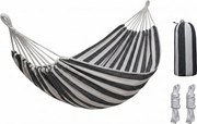 Hamac ZENVIO 200x80 cm, gri-alb + geanta gratuita