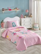 Set cuvertura pat UNICORN DREAMS, roz, bumbac/poliester, 160x220 cm, c