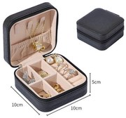 Organizator de bijuterii călătorie negru cu fermoar 10x10x5 cm