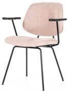 Scaun tapitat cu cotiere Lynn roz