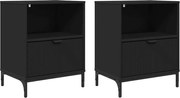 vidaXL Dulap de noapte 2 pcs Negru 49 x 36 x 61 cm Lemn compozit