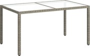 vidaXL Masă de grădină, gri, 150x90x75 cm, sticlă securizată/poliratan