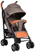 Carucior sport tip umbrela NOVOKIDS™ Sunny, Spatar reglabil 3 trepte, Cadru aluminiu, Insertii piele, Amortizoare, Frana picior,Pliabil, Maron cu Gri