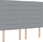 vidaXL Pat cu arcuri cu saltea Gri deschis 140 x 190 cm țesătură