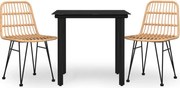 vidaXL Set mobilier de grădină, 3 piese, poliratan