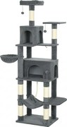 PawHut Arborele pentru Pisici mare, 202 cm, cu 6 Stâlpi de Zgâriat, 2 Hamace, 2 Stinghii, 2 Pompoane, Gri inchis | Aosom Romania