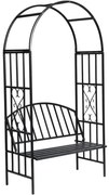 Arcada de gradina pentru flori cu banca, negru