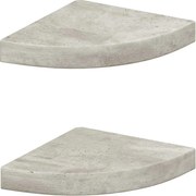 vidaXL Rafturi de colț de perete, 2 buc., gri beton, 25x25x3,8 cm, MDF