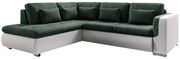 Coltar FURUD extensibil alb/verde stanga, 245x205x65/75 cm