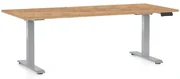 Masă înălțime reglabilă OfficeTech D, 180 x 80 cm, picioare gri, stejar kraft
