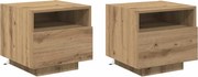 vidaXL Dulap de noapte 2 pcs Stejar Artizanal 40 x 39 x 37 cm