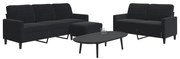 vidaXL Set de canapele cu perne, 3 piese, negru, catifea