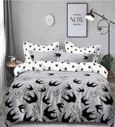 Lenjerie Pat Dublu, 4 Piese, Bumbac Satinat Superior - Randunici