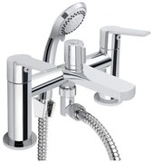 Baterie cada-dus Rubineta Uno dubla comanda crom lucios cu set de dus para 3 functii