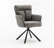 Set de 2 scaune pivotante Big George, tesatura structurata gri