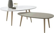 Set 2 masute cafea DOBLO, alb/gri/stejar