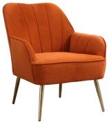 Fotoliu de salon din catifea, Design ergonomic, Portocaliu