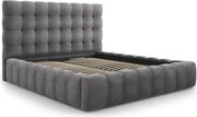 Pat tapitat cu tablie si lada depozitare, Mamaia, Micadoni Home, BL, 180x200 cm, catifea, gri