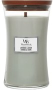 Lumânare parfumată vază mare WoodWick Lavender & Cedar, 609 g